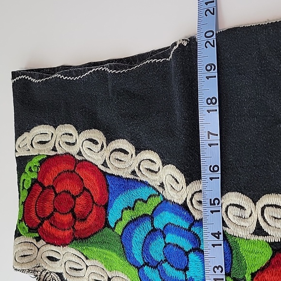 Blouse Top Shirt Boxy Embroidered Mexican Floral Short Sleeve Festive Colorful S - Picture 13 of 14